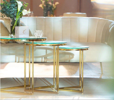 Metal Marble Nesting Tables Set of 3 | Modern Round End Table Plant stand Corner Table for Living Room Bedroom