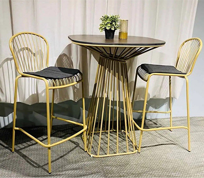 Outdoor Table with 2 Cushion Chairs Set for Home Garden Balcony 2 Seater Furniture