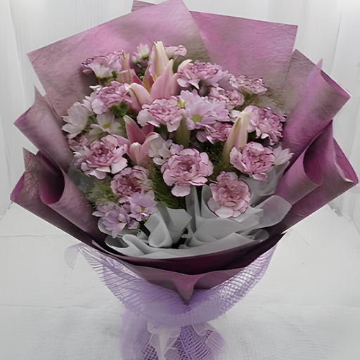 PURPLE CHARM | CARNATION AND LILY MIXED BOUQUET
