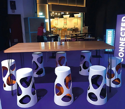 Dining Table with Strong and Durable Plastic Seating Stool